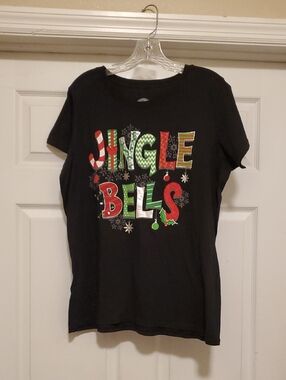 Holiday Time Black Tee with White Bell Logo